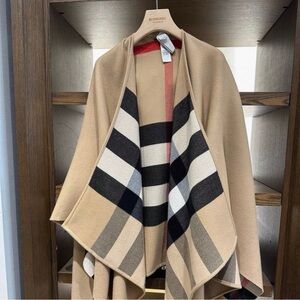 Burberry Beige and Black Checkered Cape